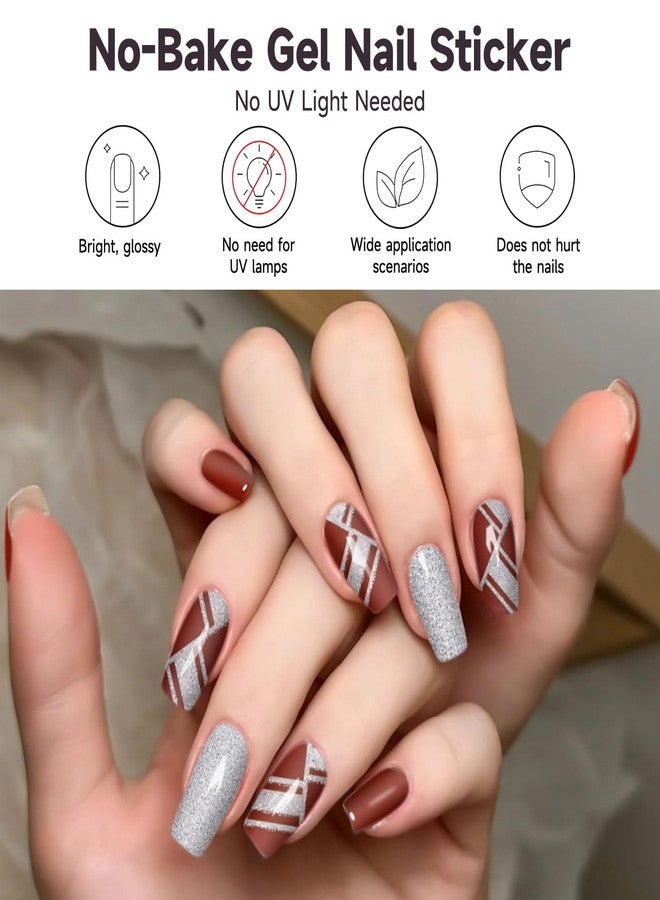 DUKASOU Gel Nail Strips No UV Light Needed, 22Pcs Rouge Gel Nail Stickers for Women, Long Lasting Nails Polish Strips, Easy to Apply & Remove - Image 4
